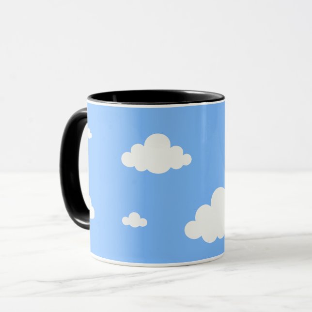 Caneca Cute white clouds seamless pattern sky blue coffee (Frente Esquerda)