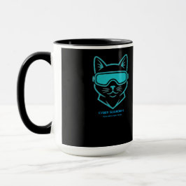 Caneca Cyber Guardian Neon Cat - Cybersecurity Enthusiast