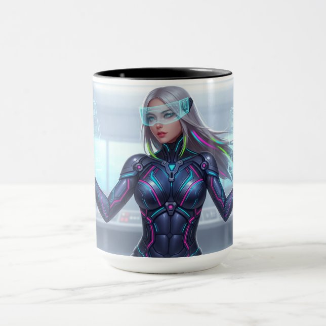 Caneca Cyber Oracle – Garota de Anime de Tecnologi (Centro)