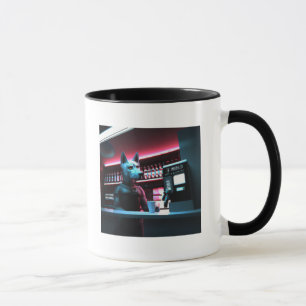 Caneca Cyberpunk Dog Barista AI Gera Arte