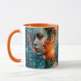 Caneca Cyberpunk Neural Nexus Futuristic Cyborg AI