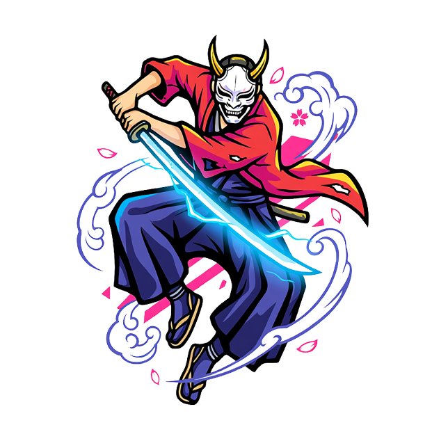Caneca Cyberpunk Oni Samurai - Katana Elétrica Japonesa  (Criador carregado)