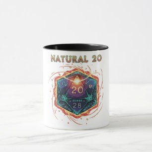 Caneca D20 Flamejante Natural 20 Crítico Épico de D&D