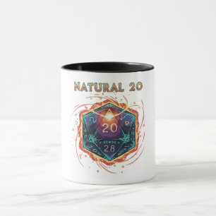 Caneca D20 Flamejante Natural 20 Dados D20   Crítico Épic
