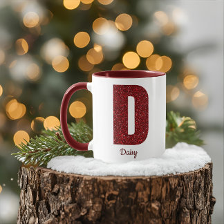 Caneca D de Monograma Brilhante Moderno com Nome