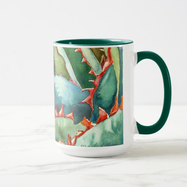 Caneca da aguarela da agave por Debra Lee Baldwin (Direita)