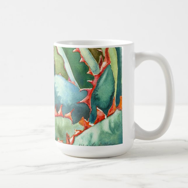 Caneca da aguarela da agave por Debra Lee Baldwin (Direita)