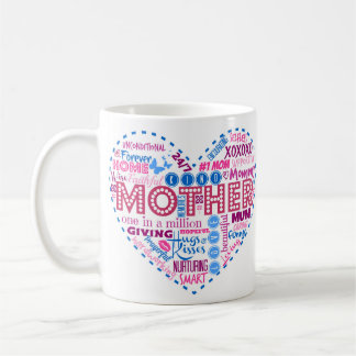 Caneca da arte da palavra do coração da mãe
