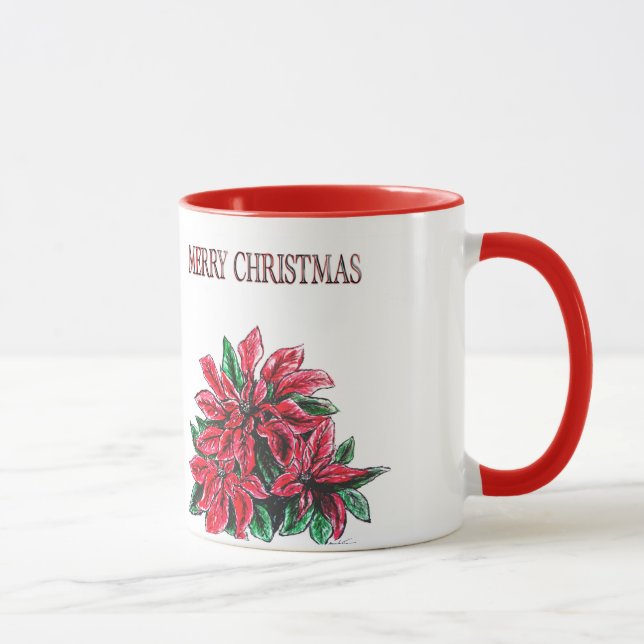 CANECA DA ARTE DO FELIZ NATAL DA POINSÉTIA (Direita)