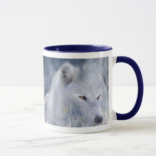 Caneca da arte do lobo branco