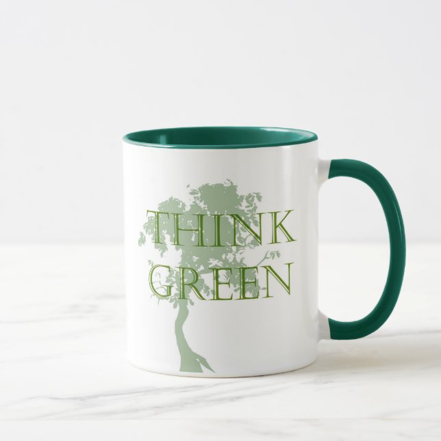 Caneca da árvore do pense verde (Direita)