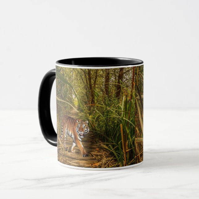 Caneca da escova das árvores da fantasia de Tiger (Frente Esquerda)
