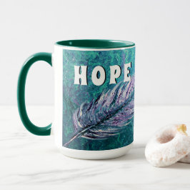 Caneca da esperança da cerceta e do câncer de