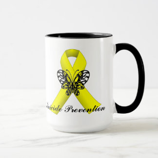 Caneca da fita da borboleta da consciência da