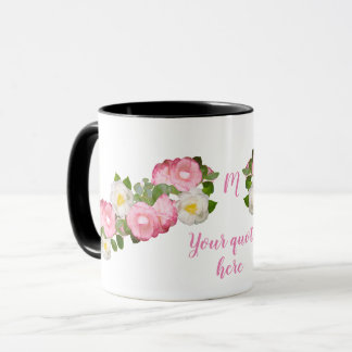 Caneca da flor com texto feito sob encomenda