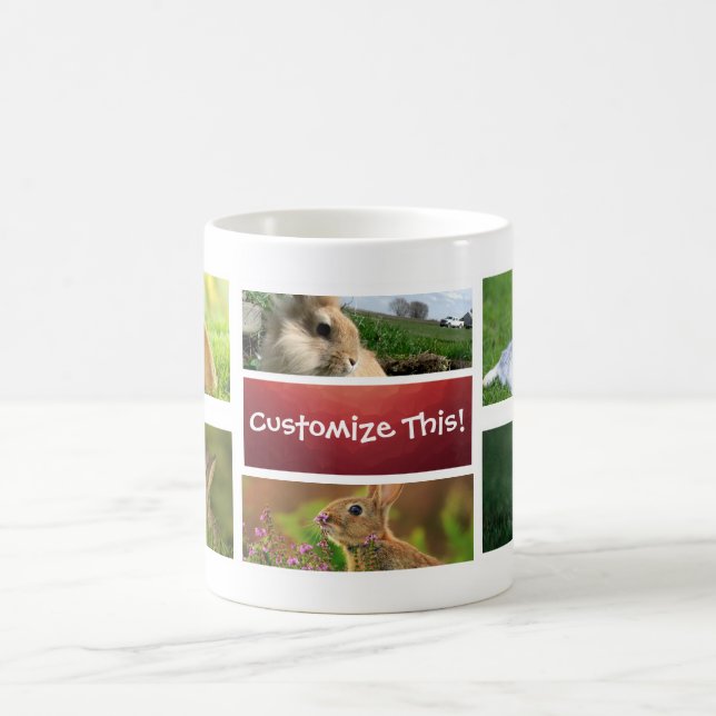 Caneca da foto da colagem do coelho (Centro)