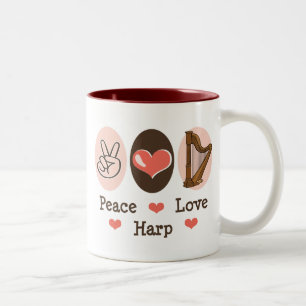 Caneca da harpa do amor da paz