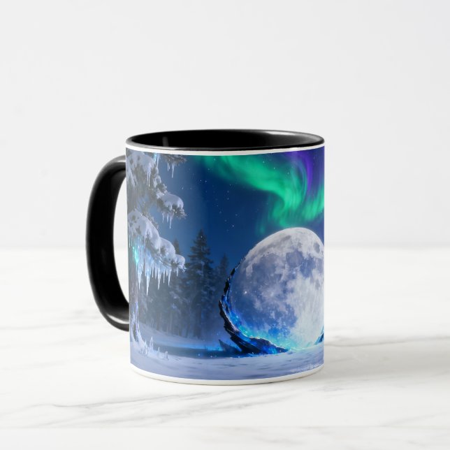 Caneca da Lua da Aurora Boreal | Aurora Boreal Inv (Frente Esquerda)
