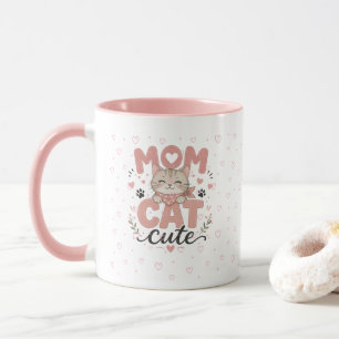 Caneca da Mamãe Gata Rosa Fofa   Presente do Dia d