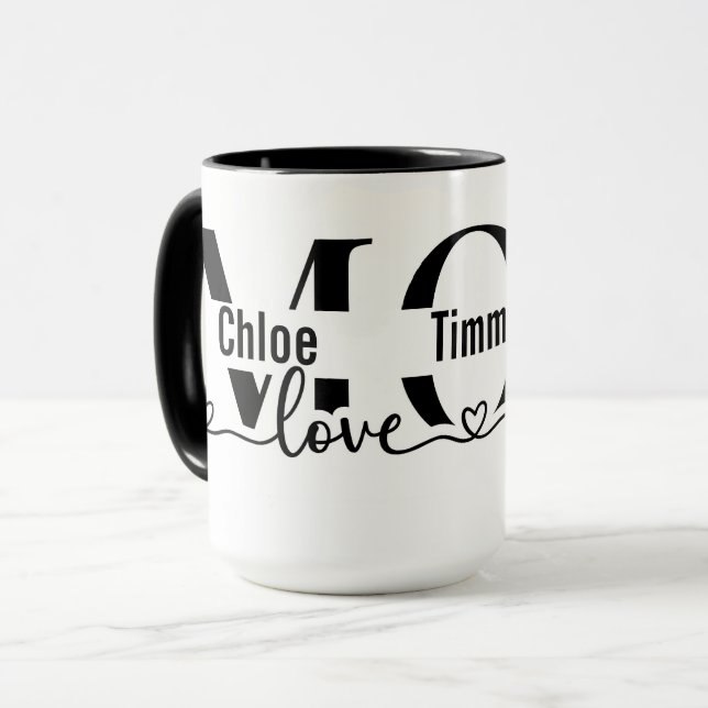Caneca da Mamãe Personalizada com os Nomes dos Fil (Frente Esquerda)