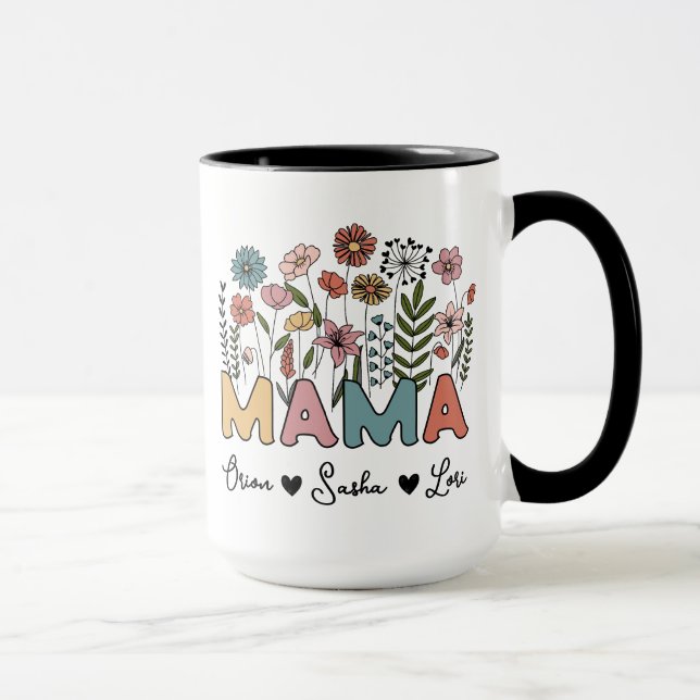 Caneca da Mamãe Personalizada com os Nomes dos Fil (Direita)