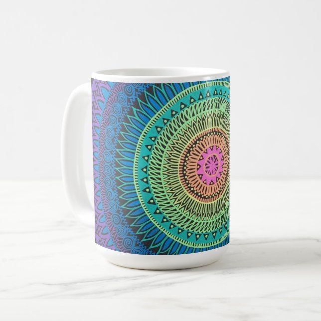 Caneca da mandala do arco-íris (Frente Esquerda)