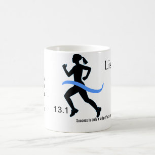 Caneca da maratona das mulheres meia com fita azul