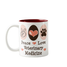 Caneca da medicina veterinária do amor da paz