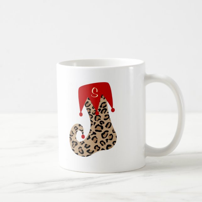 Caneca da meia do leopardo do monograma do Natal (Direita)
