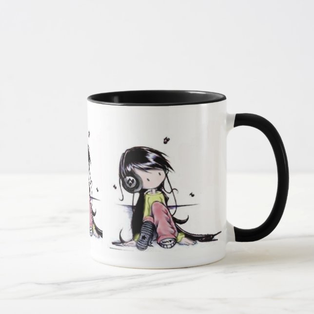 caneca da menina da música (Direita)