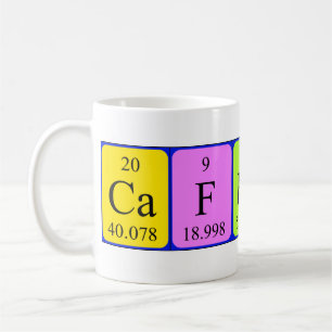 Caneca da mesa periódica da cafeína