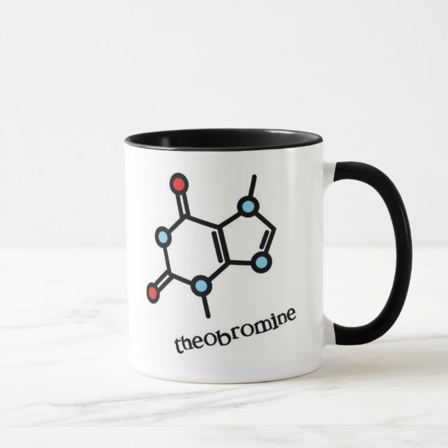caneca da molécula do theobromine (chocolate) (Direita)
