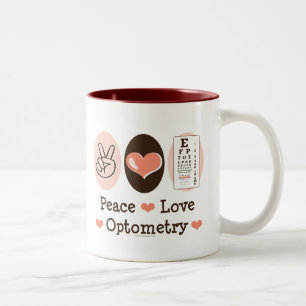 Caneca da optometria do amor da paz