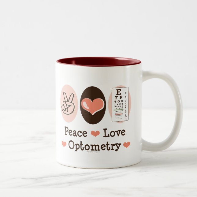 Caneca da optometria do amor da paz (Direita)