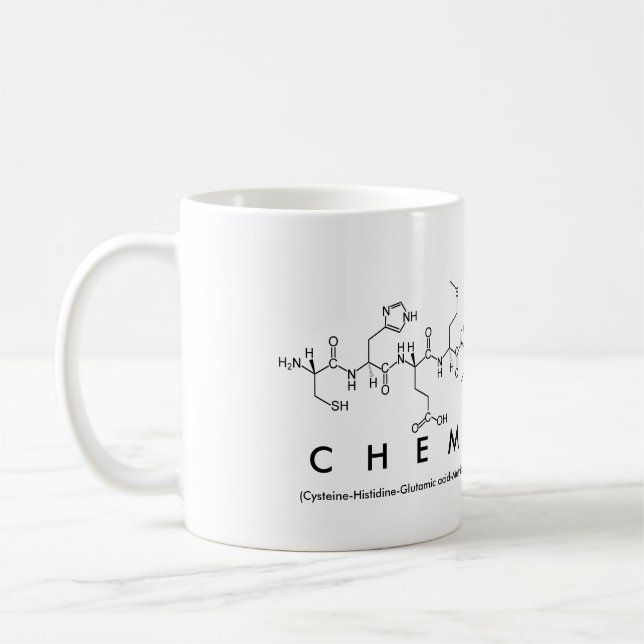 Caneca da palavra do peptide da química (Esquerda)