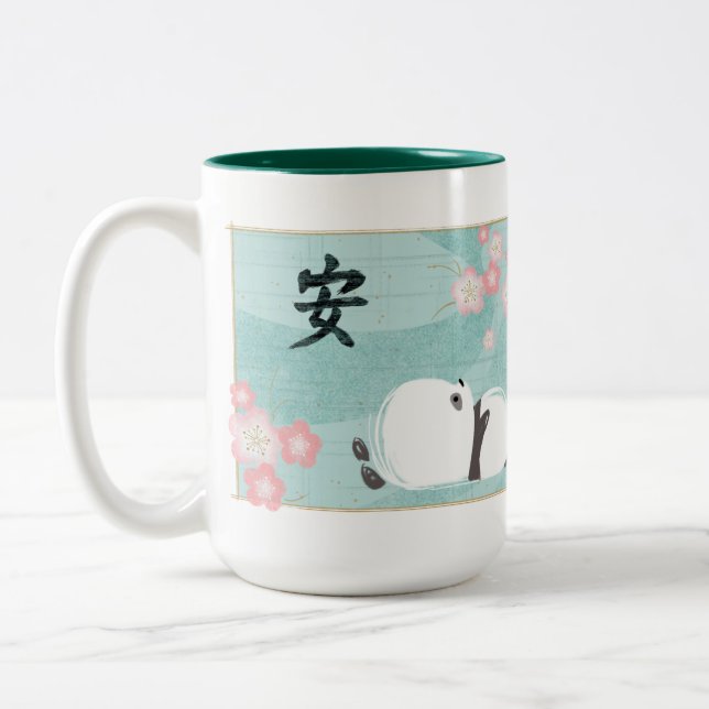 Caneca da panda do zen (flores da ameixa) (Esquerda)