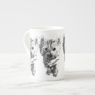 Caneca da porcelana de osso do esboço de Westie