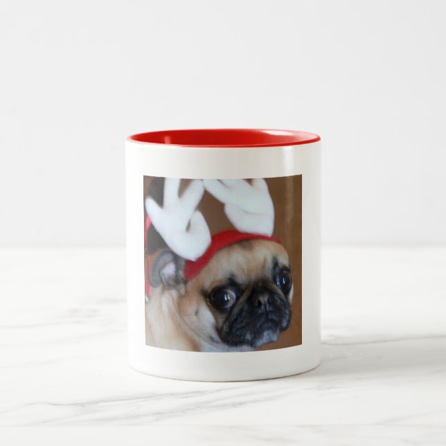 Caneca da rena do Pug (Centro)