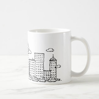 Caneca da skyline dos desenhos animados da música