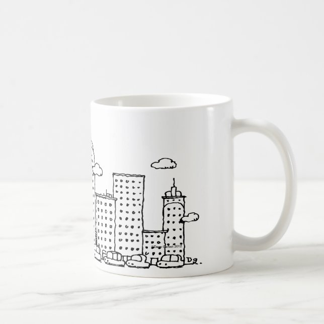 Caneca da skyline dos desenhos animados da música (Direita)
