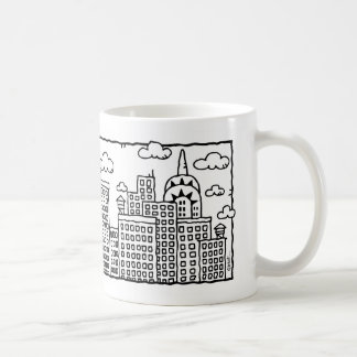 Caneca da skyline dos desenhos animados da Nova