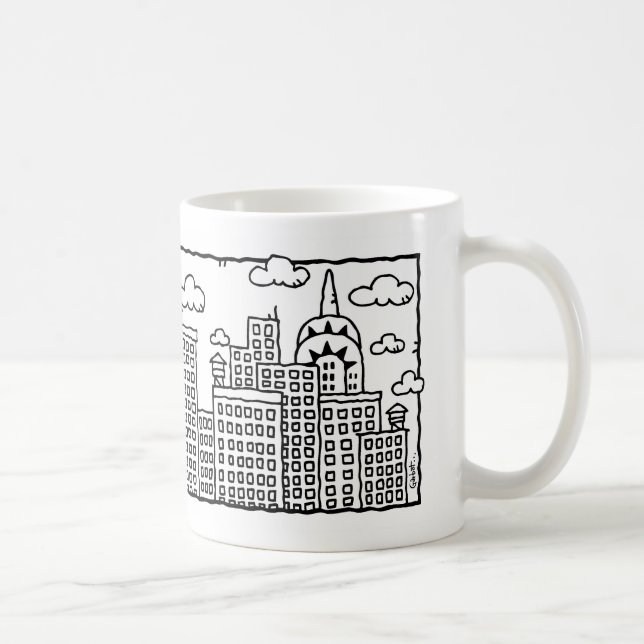 Caneca da skyline dos desenhos animados da Nova (Direita)