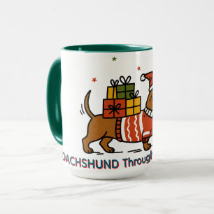 Caneca Dachshund Através Da Neve