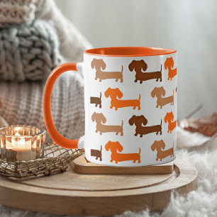 Caneca Dachshund Browns & Orange Fall Colors Doxie Love