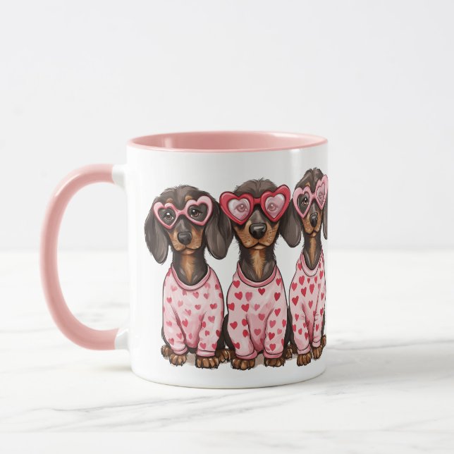 Caneca Dachshund Cães no Dia dos Namorados (Esquerda)
