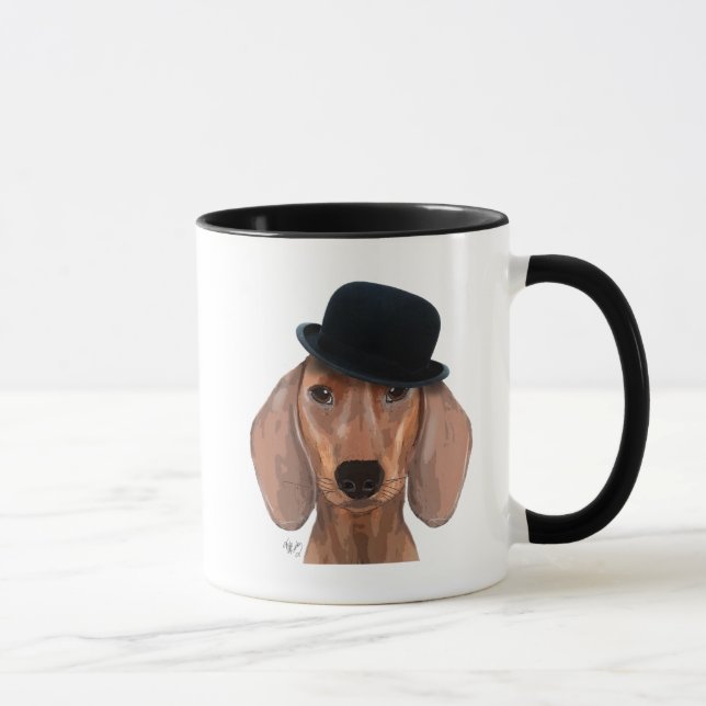 Caneca Dachshund com Chapéu Negro (Direita)