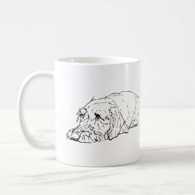 Caneca Dachshund de Pelo Duro - Cerâmica para Café (Esquerda)