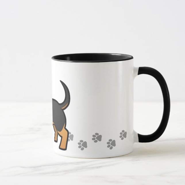 Caneca Dachshund dos desenhos animados (alise o casaco) (Direita)