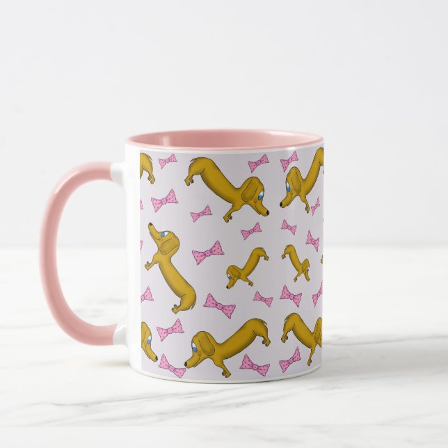 Caneca Dachshund e Arcos Rosa Mug (Esquerda)
