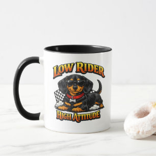 Caneca Dachshund Engraçado de Roda Baixa, Alta Atitude